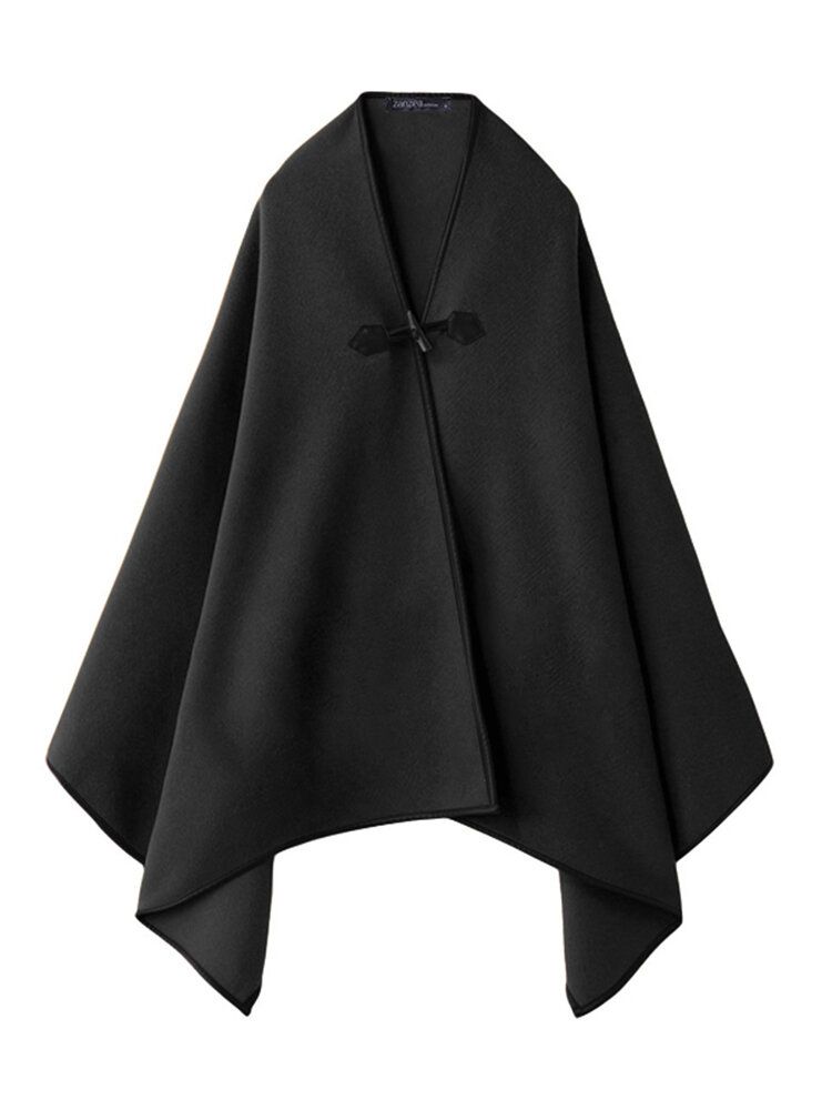 Casual Kvinnor Pure Color Loose One Button Cloak Coats