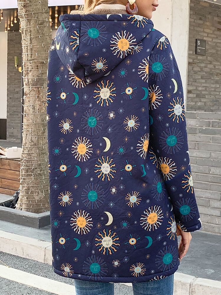 Casual Solor System Tryckfickor Långärmad Plus Fleecerockar