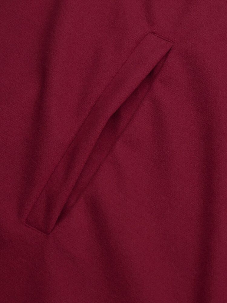 Kvinnor Hood Style Ankel Lång Ylle Lång Kappa Lösa Ärmlösa Kappor