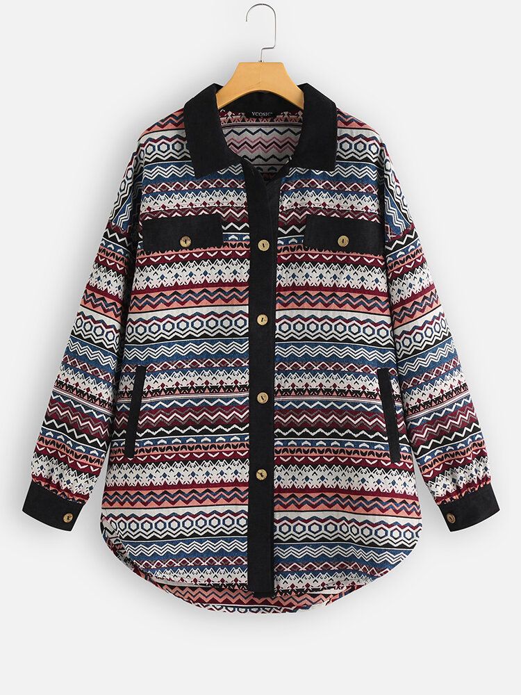 Vintage Jacquard Patch Manchester Med Långärmade Kappor