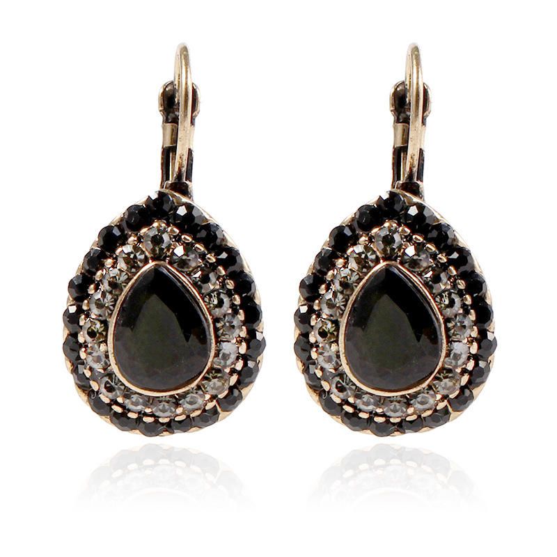 Bohemian Red Crystal Örhängen Retro Water Drop Ear Drop Strass Örhängen För Kvinnor