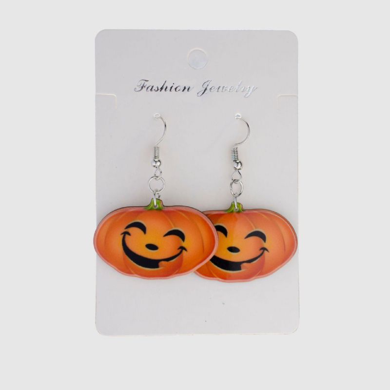 Trendiga Pumpkin Smile Pendant Örhängen Roliga 3d Stereoskopiska Halloween Resin Cartoon Örhänge