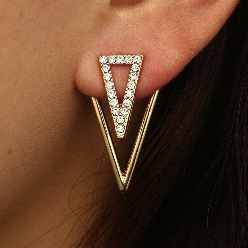 Vintage Triangel Örhängen Rhinestone Hallow Örhängen Fronthängande Örhängen För Kvinnor