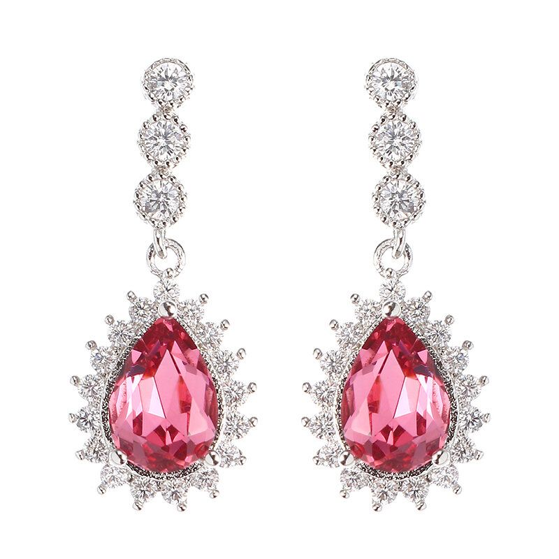Zirkonkristall Dangle Örhängen 12 Månader Birthstone Birthday Stone Örhänge För Kvinnor