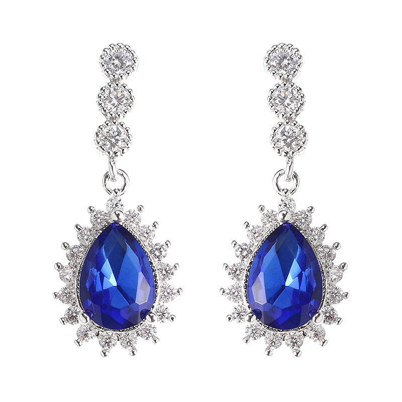 Zirkonkristall Dangle Örhängen 12 Månader Birthstone Birthday Stone Örhänge För Kvinnor
