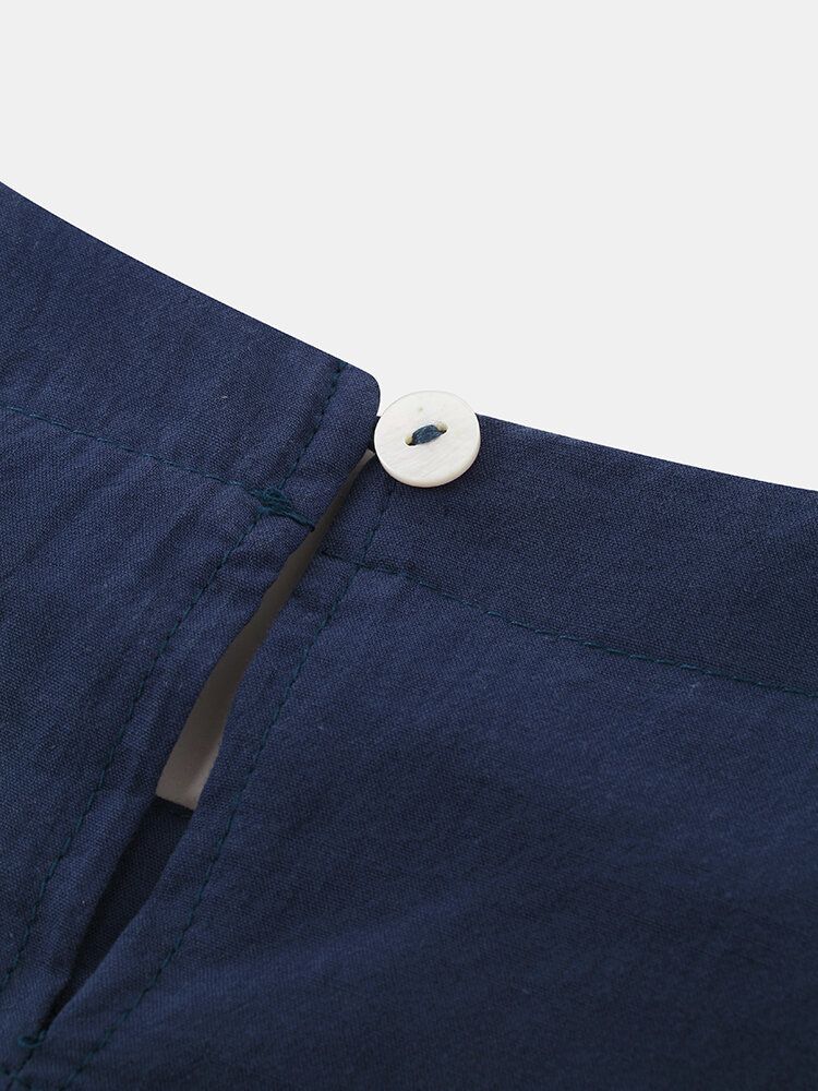 Växttryck Broderi Split Fåll Bomull Långärmad Casual Blus