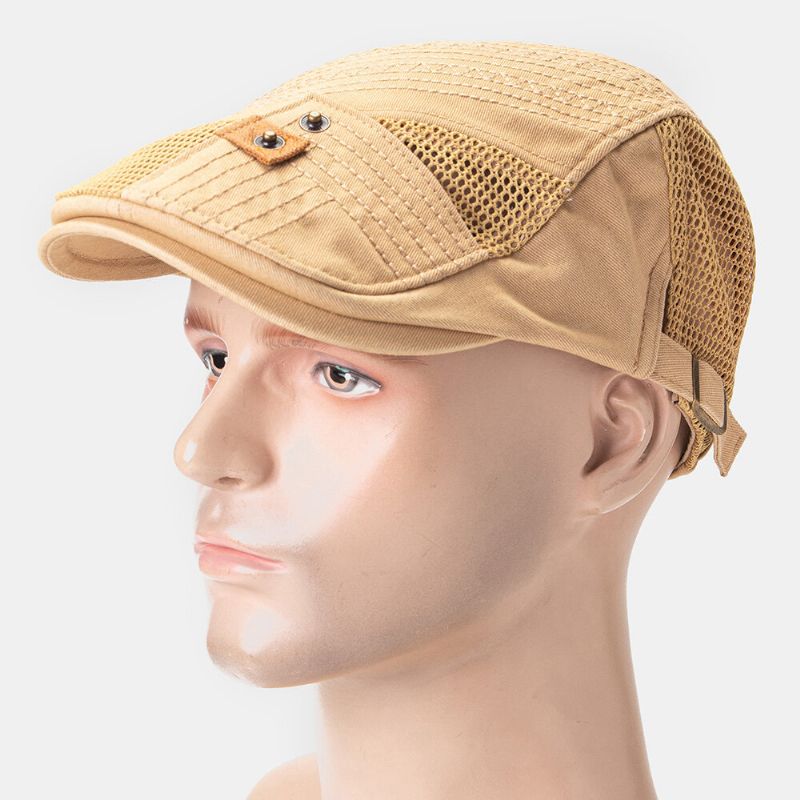 Collrown Herr Bomull Mesh Andas Casual Utomhus Solskydd Fram Hatt Flat Hat Basker Cap