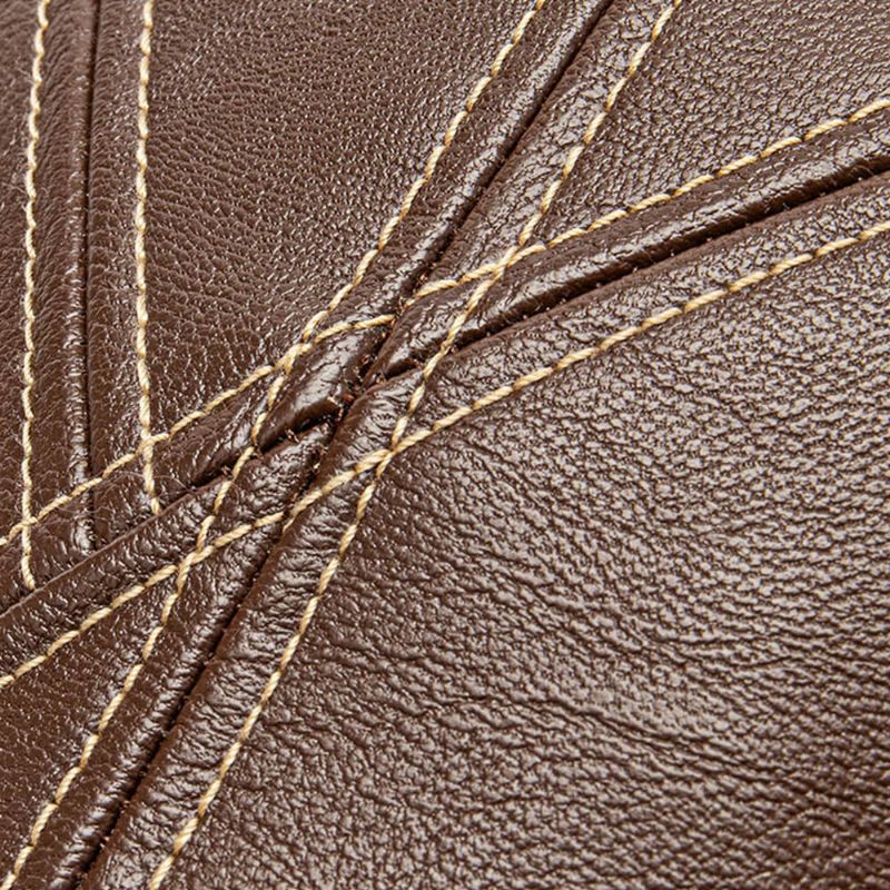 Collrown Herr Pu Läder Stitch Stripes Basker Keps Retro Justerbar Hög Kvalitet Newsboy Keps Platt Keps