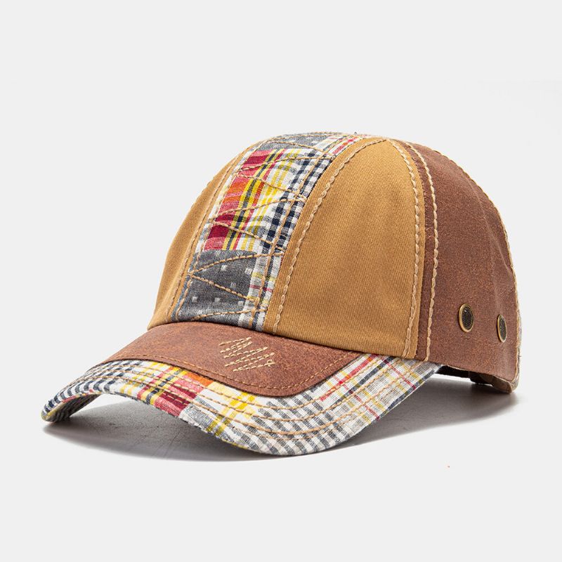 Collrown Unisex Patchwork Gittermönster Mode Ungt Solskydd Baseballhatt