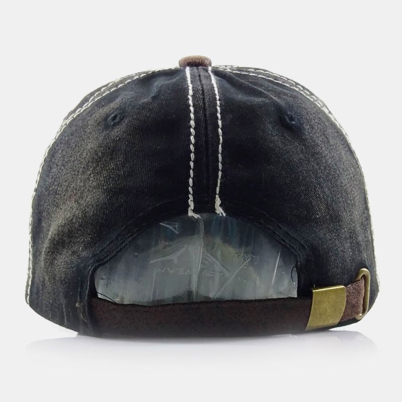 Herrtillverkad Gammal Bomull Brevbroderi Patchwork Justerbar Casual Sportsolskydd Baseballhatt