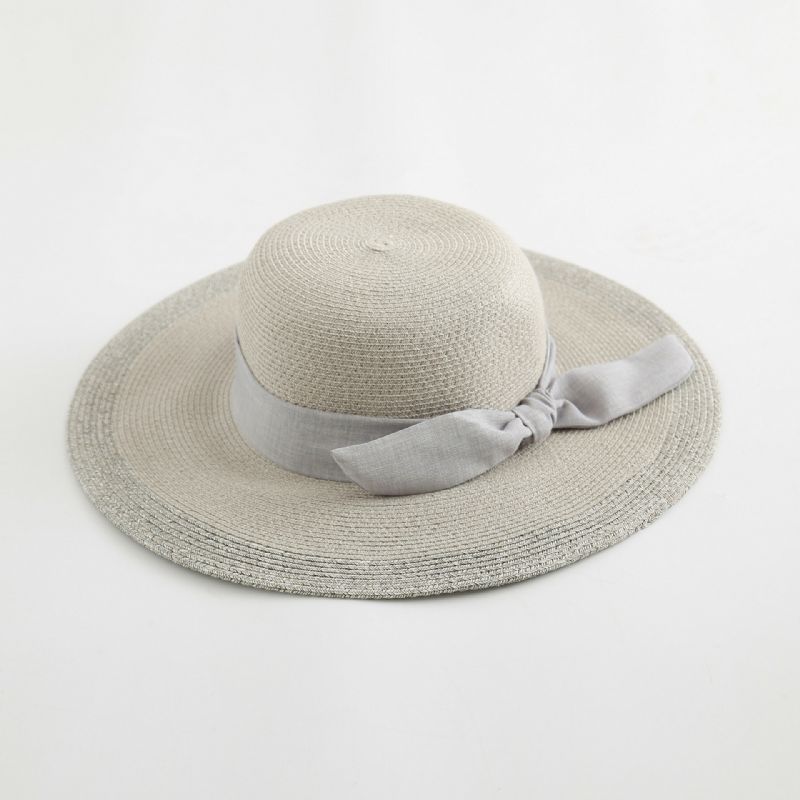 Kvinna Enfärgad Bomull Med Linne Rosett Resor Semester Sun Seaside Hat