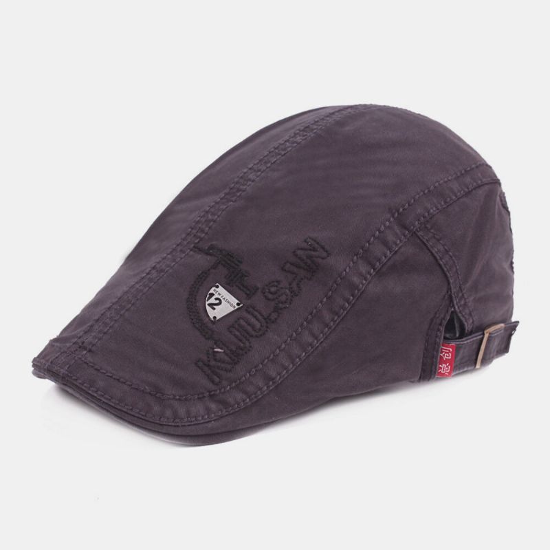 Män Bomull Causal Bokstavsmönster Metallemblem Platt Hatt Solskydd Hatt Basker Hatt Framåt Hatt