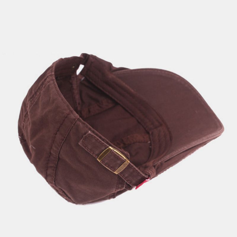 Män Bomull Causal Bokstavsmönster Metallemblem Platt Hatt Solskydd Hatt Basker Hatt Framåt Hatt