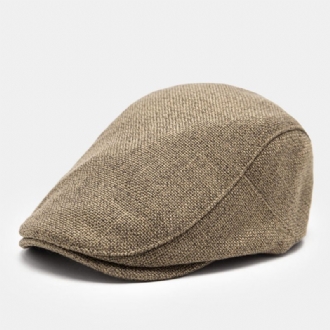 Män Bomull Linne Tyg Enfärgad Casual Retro Justerbar Utomhus Framåt Hattar Basker Kepsar Platta Hattar