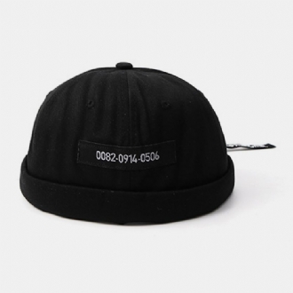 Män Bomull Numbers Slogan Patch Street Retro Brättelös Beanie Hyresvärd Keps Skull Cap