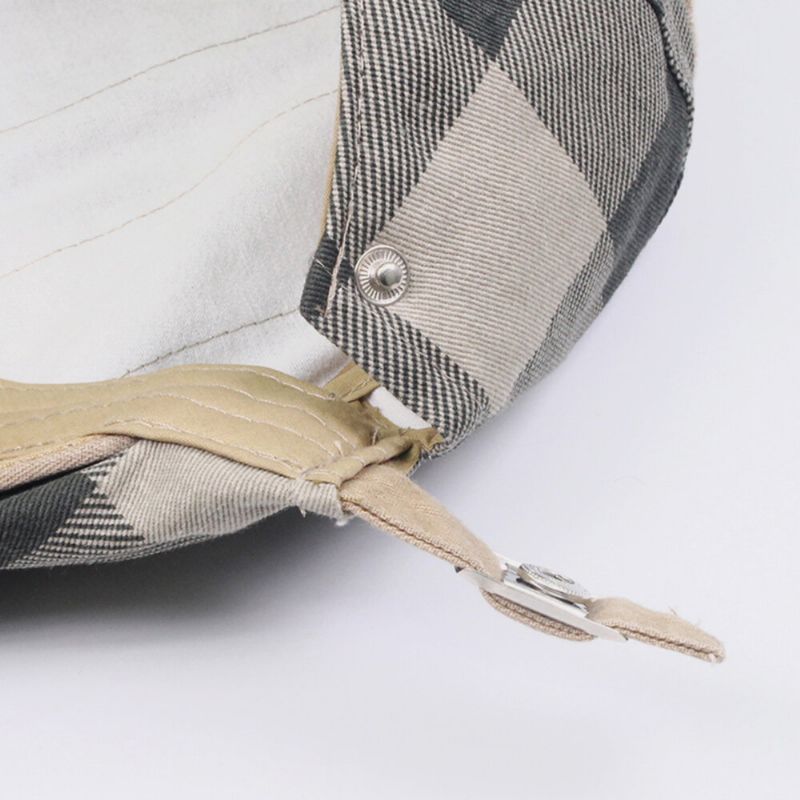 Män Bomull Patchwork Sömmar Galler Casual Utomhus Solskydd Flat Hat Basker Hatt