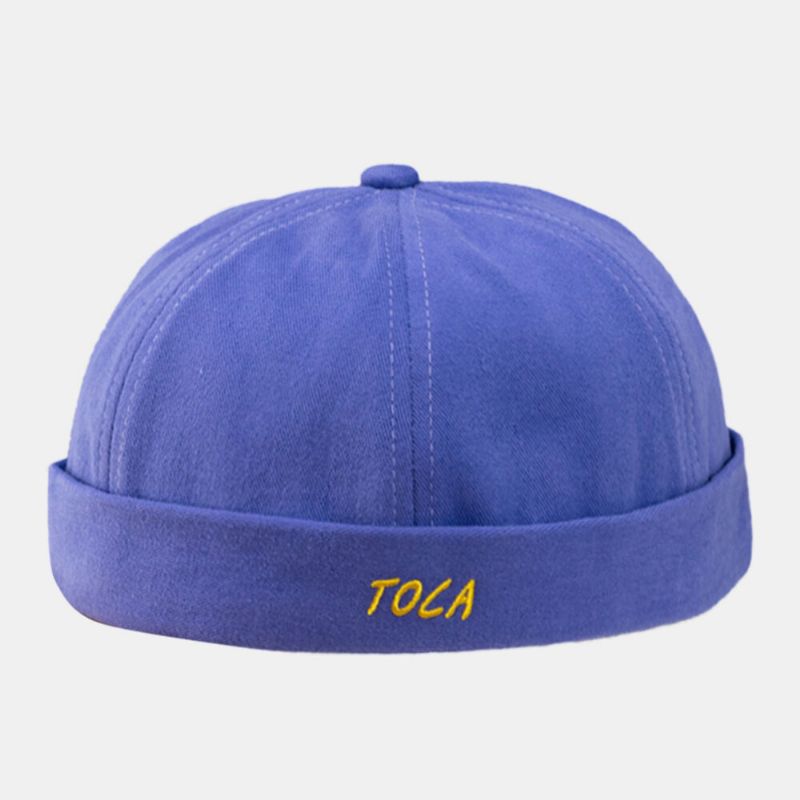 Män Bomullsbrev Broderad Street Retro Brättelös Beanie Hyresvärd Keps Skalkeps