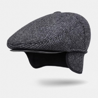 Män Casual Höst Vinter Varmt Hörselskydd Tjocka Framåt Hatt Utomhus Cool-skydd Newsboy Keps Baskrar Platt Hatt Körhatt