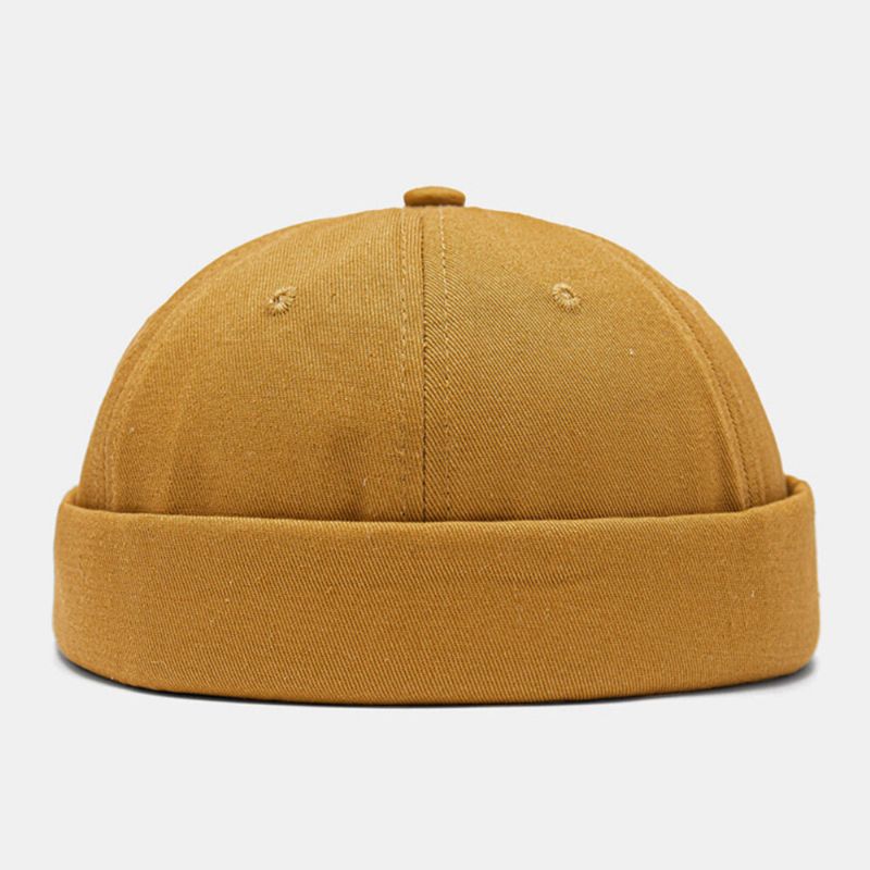 Män Hyresvärd Keps Bomull Kupol Brev Patch Mode Brättelös Beanie Skull Cap
