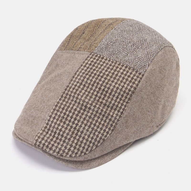 Män Newsboy Hattar Gittermönster Patchwork Justerbar Basker Målarhatt