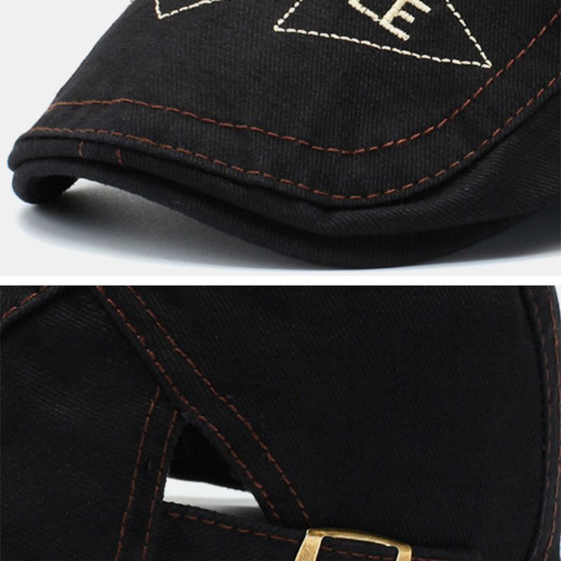 Män Pil Brev Mönster Broderi Tvättad Basker Keps Utomhus Casual Justerbar Framåt Cap Cabbie Hatt