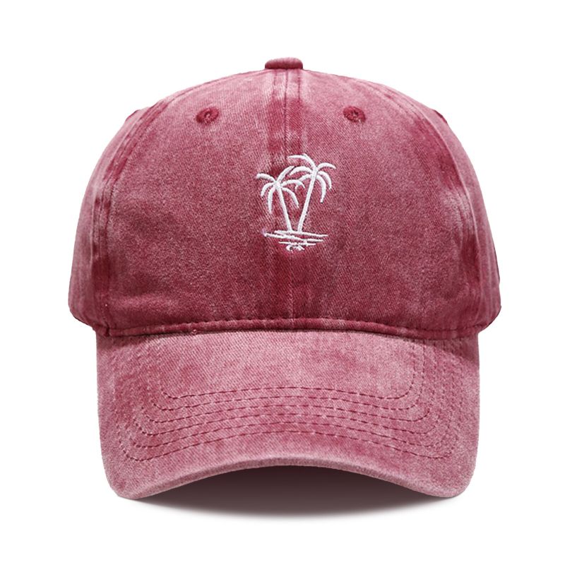 Ren Bomull För Män Retro Kokosnötsbroderi Tvättad Solkräm Svettabsorberande Baseballkeps