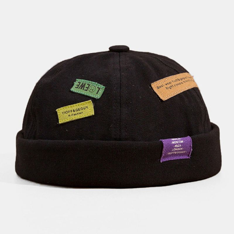 Unisex Bomullsbokstavsmönster Färgglad Patch Broderad Brättelös Mössa Hyresvärdsmössa Skallkeps