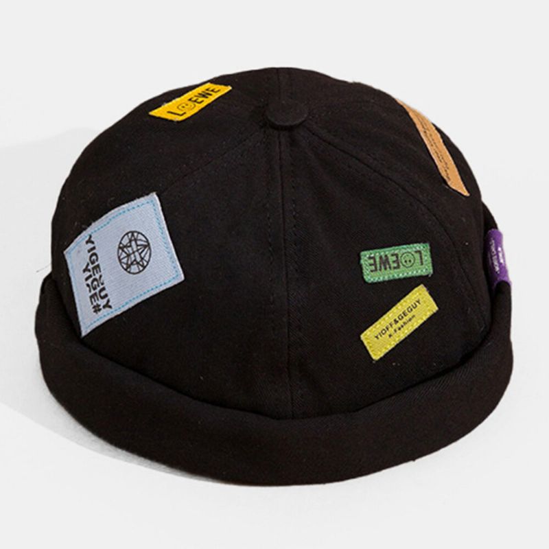 Unisex Bomullsbokstavsmönster Färgglad Patch Broderad Brättelös Mössa Hyresvärdsmössa Skallkeps