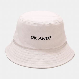 Unisex Brevmönster Broderi Solhatt Bomull Enfärgad Enkel Bucket Hat