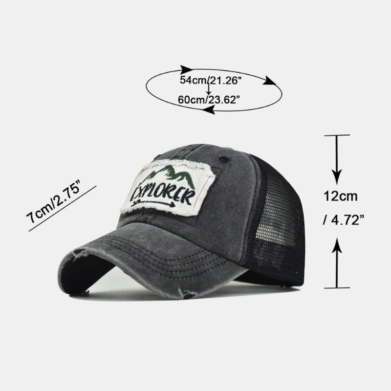 Unisex Broken Hole Patch Brevbroderi Baseballkeps Märke Gammal Utomhussolskydd Justerbar Hatt