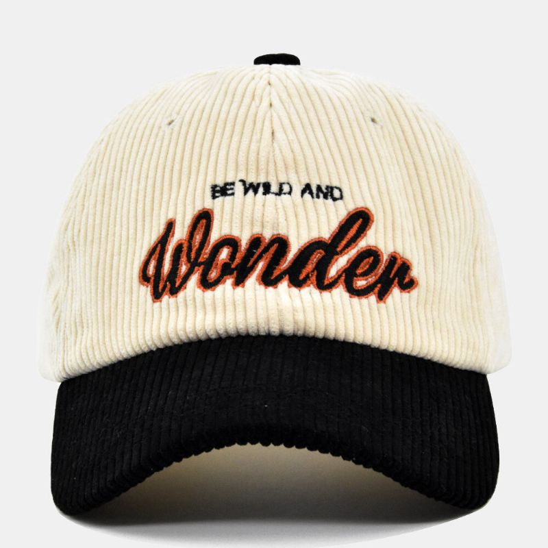 Unisex Corduroy Dome Brevbroderi Baseballkeps Mode Färg Kontrast Värme Ivy Keps