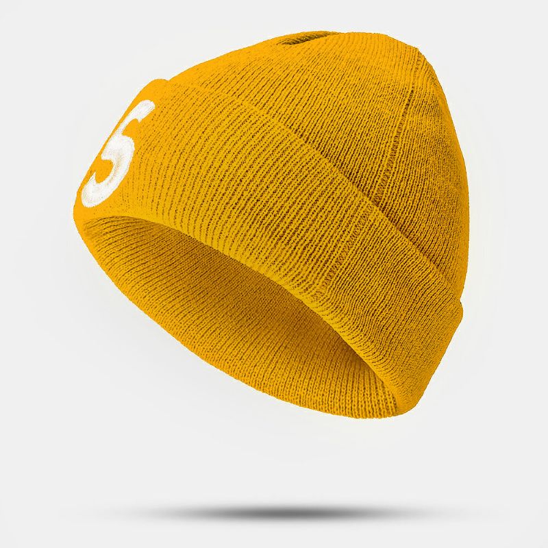 Unisex Plysch Broderad S-brev Hip-hop Varm Brättelös Mössa Hyresvärd Keps Stickad Mössa