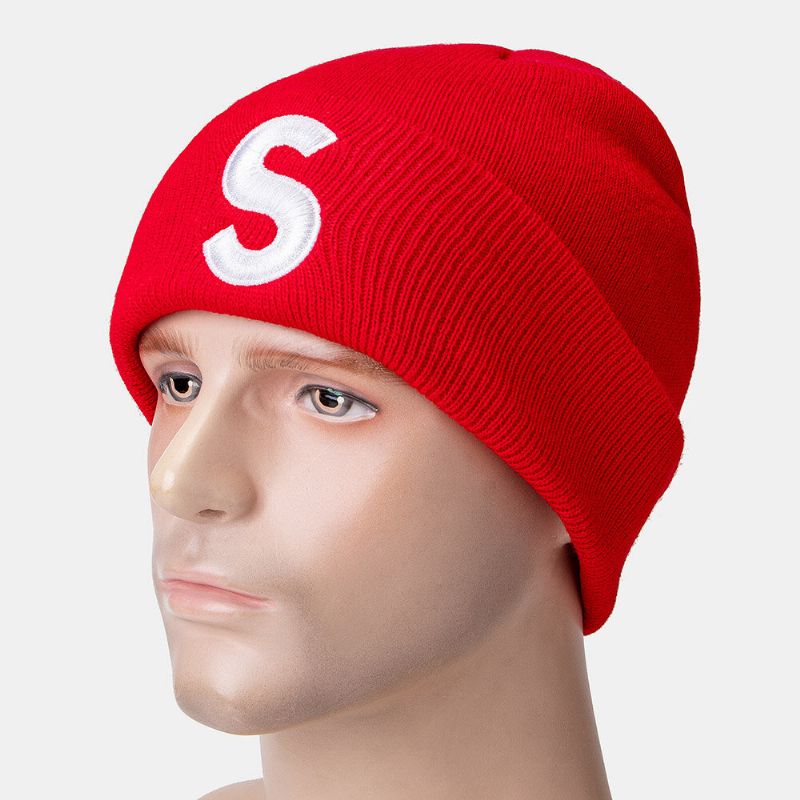 Unisex Plysch Broderad S-brev Hip-hop Varm Brättelös Mössa Hyresvärd Keps Stickad Mössa