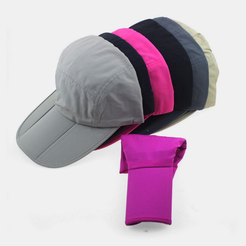 Unisex Snabbtorkande Tyg Enfärgad Casual Vikbar Justerbar Andas Utomhussolskydd Baseballhattar