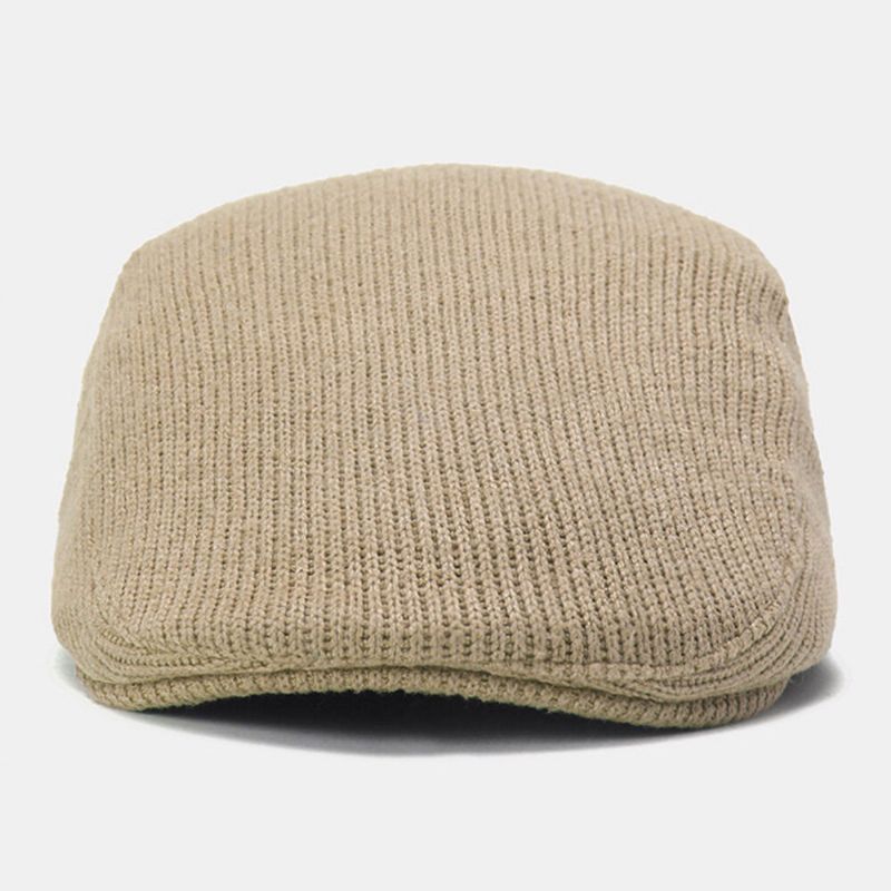 Unisex Stickad Enfärgad Justerbar Tidningsmössa Vintage Andas Basker Platt Mössa