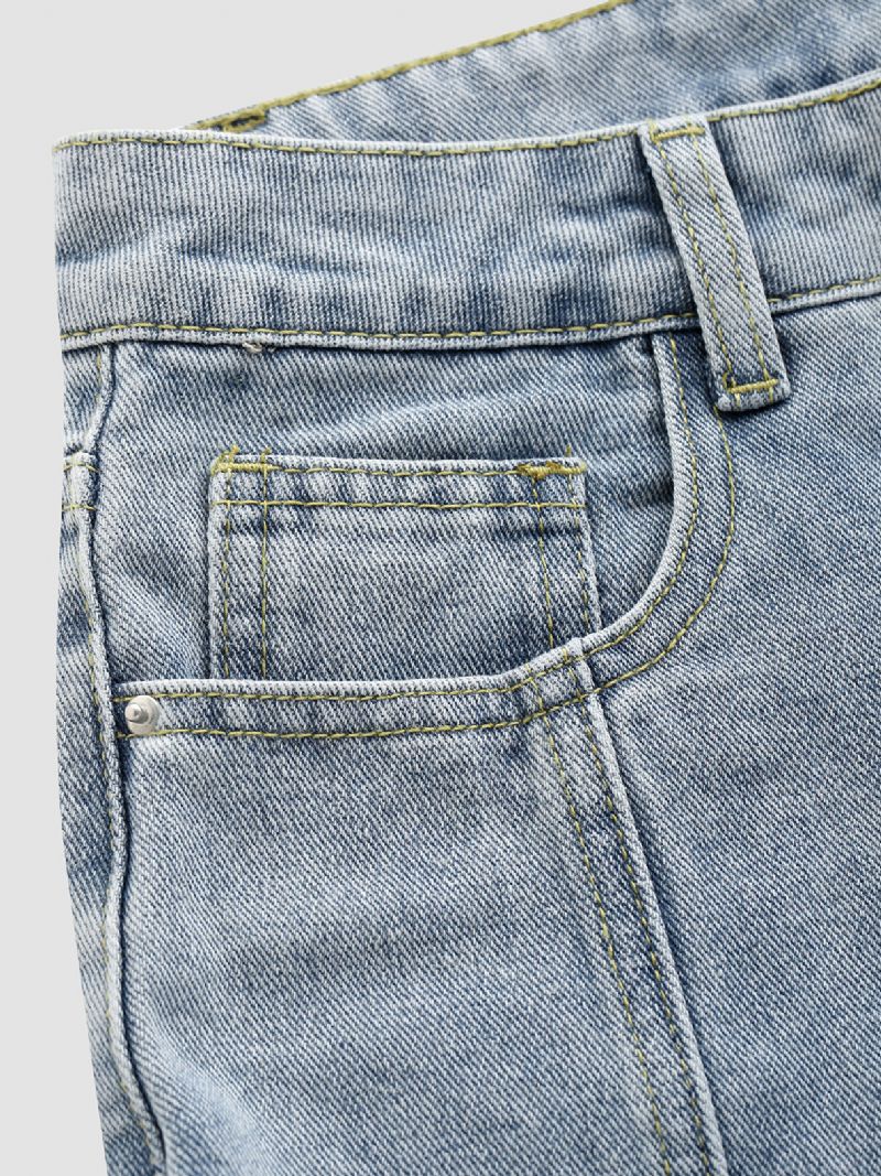 Solid Slit Pocket Cotton Jeans
