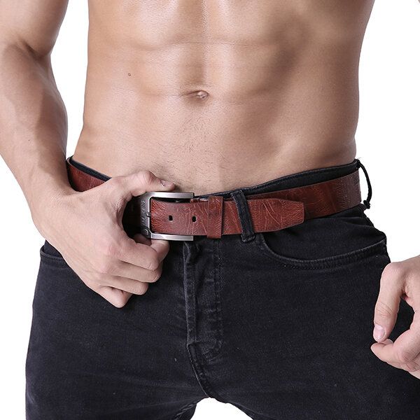 110cm Herr Pu Läder Cowboy Bälte Fritid Vild Porös Nit Punk Pin Bälte Midjeband Strips