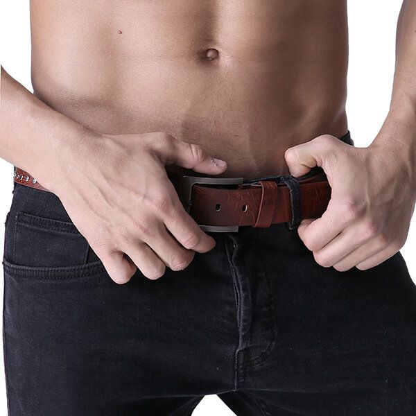 110cm Herr Pu Läder Cowboy Bälte Fritid Vild Porös Nit Punk Pin Bälte Midjeband Strips
