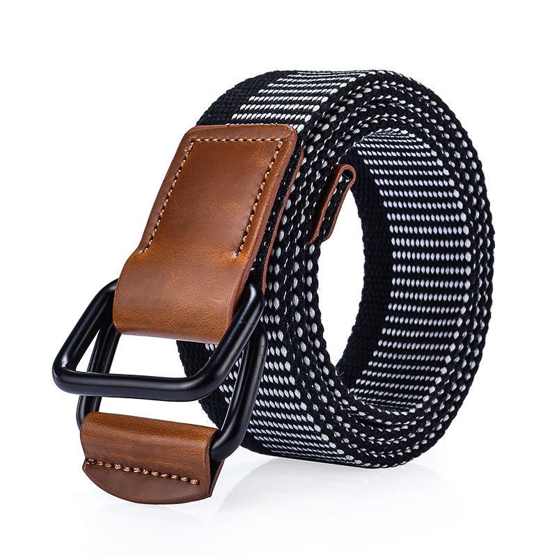 120cm Vävd Nylon Dubbelring Läder Legering Spänne Bälte Militär Taktisk Slitstark Byxremsa