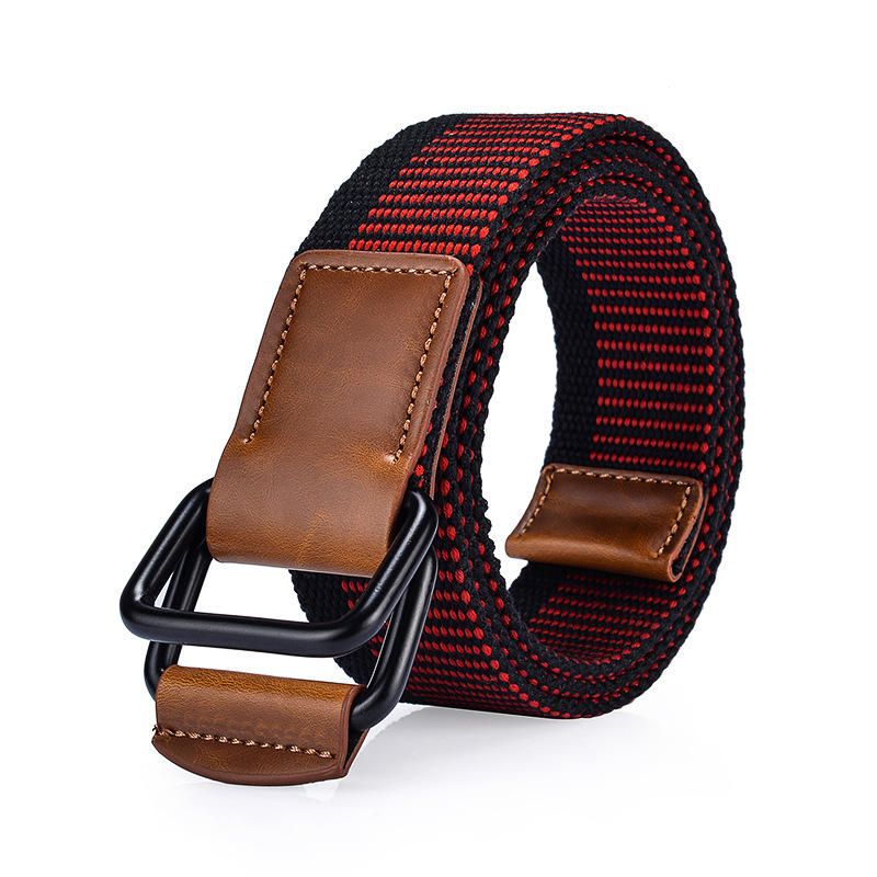 120cm Vävd Nylon Dubbelring Läder Legering Spänne Bälte Militär Taktisk Slitstark Byxremsa