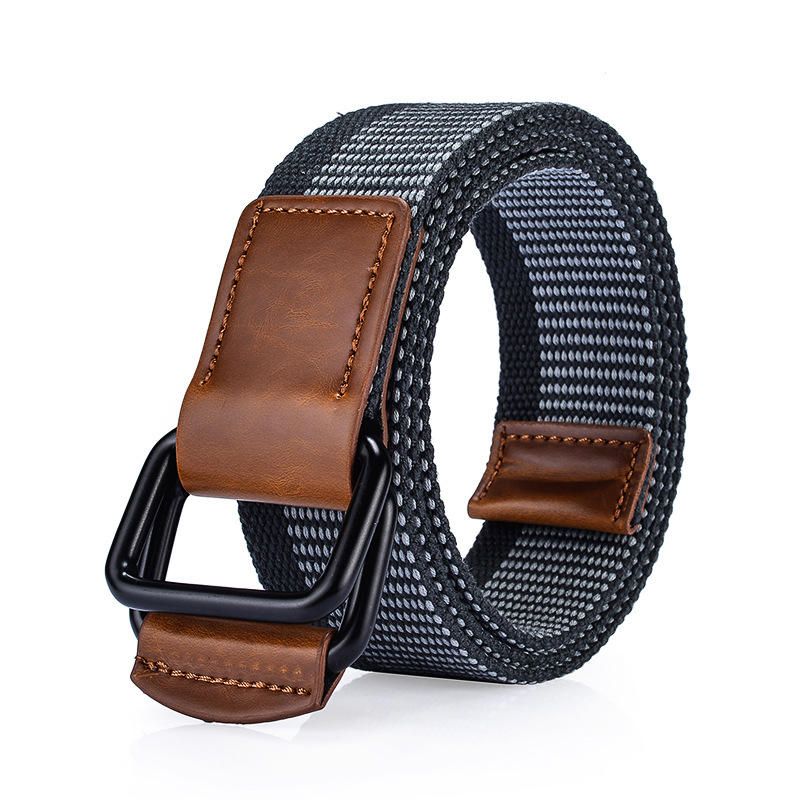 120cm Vävd Nylon Dubbelring Läder Legering Spänne Bälte Militär Taktisk Slitstark Byxremsa