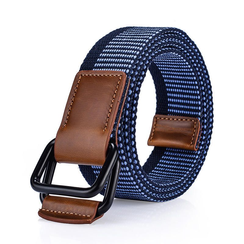 120cm Vävd Nylon Dubbelring Läder Legering Spänne Bälte Militär Taktisk Slitstark Byxremsa