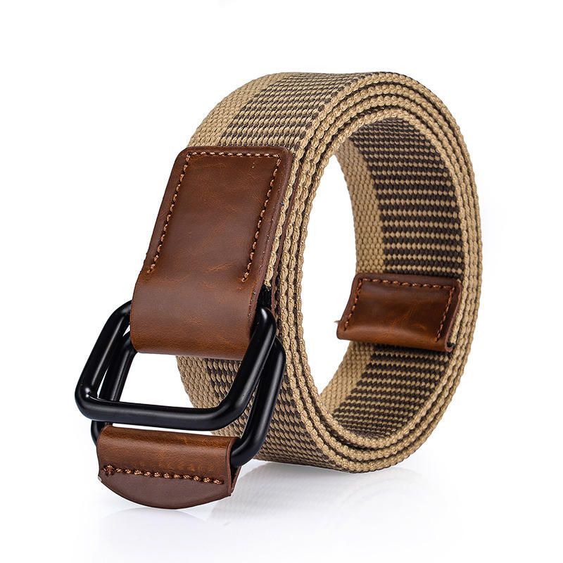 120cm Vävd Nylon Dubbelring Läder Legering Spänne Bälte Militär Taktisk Slitstark Byxremsa