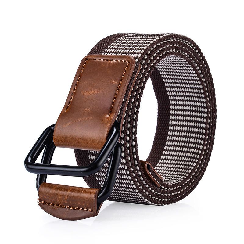 120cm Vävd Nylon Dubbelring Läder Legering Spänne Bälte Militär Taktisk Slitstark Byxremsa
