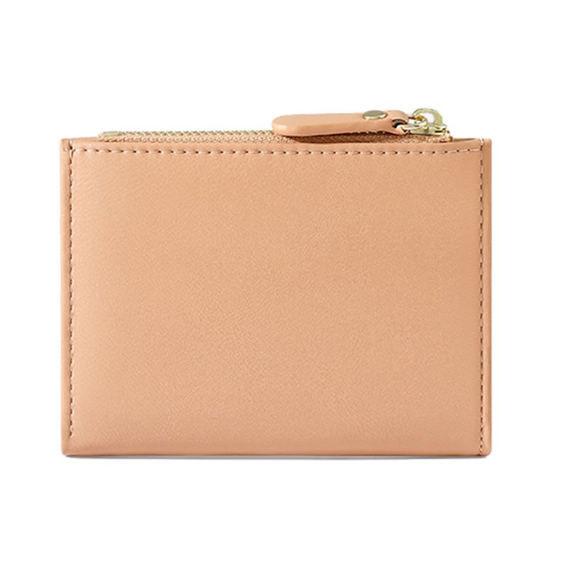Dam Konstläder Elegant Dragkedja Design Plånbok Med Flera Fack Färgglad Kort Tvåvikt Kort Plånbok