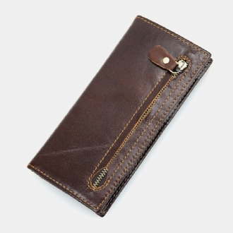 Ekphero Män Äkta Läder Lång Bifold Rfid Anti-magnetisk Plånbok Multi-card Kortplats Kortfodral