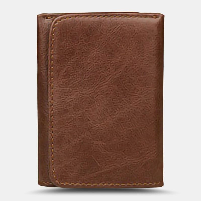 Herr Vintage Rfid Anti-magnetisk Kohudsplånbok Trifold Kort Multi-card Slots Kortfodral Körkortsplånbok