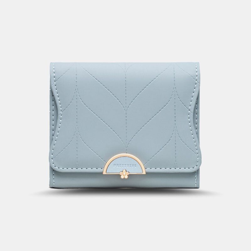 Kvinnor Trifold Kort Plånbok Leaf Line Design Enkel Hopfällbar Pengar Clip Multi-card Slot Korthållare
