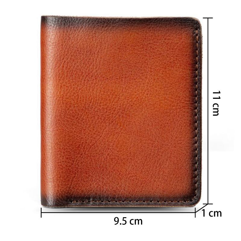 Män Äkta Läder Vintage Rubbing Color Kort Plånbok Vertikal Multipurpose Bifold Slim Myntväska