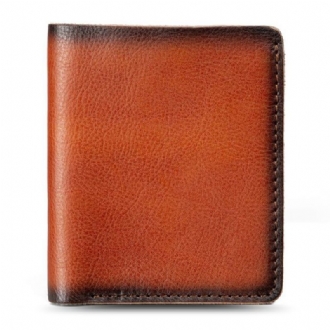 Män Äkta Läder Vintage Rubbing Color Kort Plånbok Vertikal Multipurpose Bifold Slim Myntväska